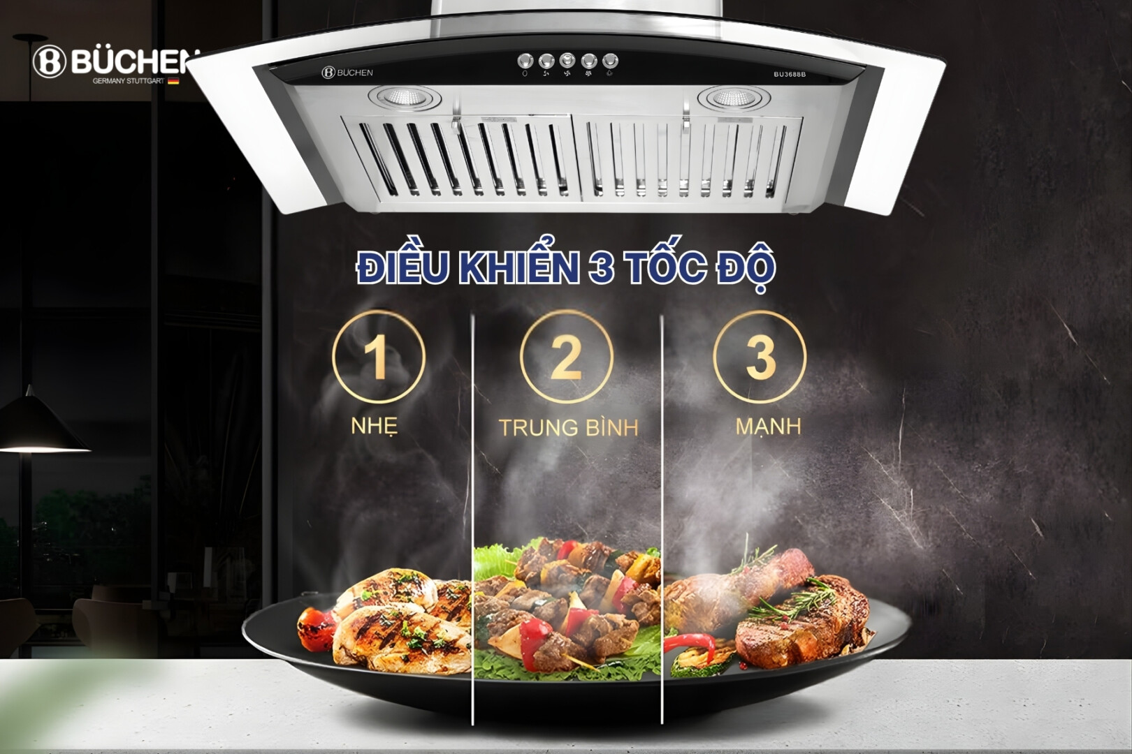 Máy hút mùi Buchen BU3688B