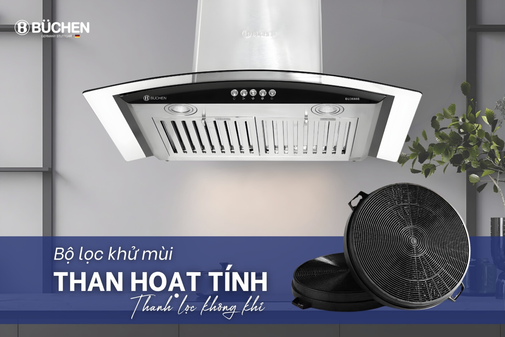 Máy hút mùi Buchen BU3688B