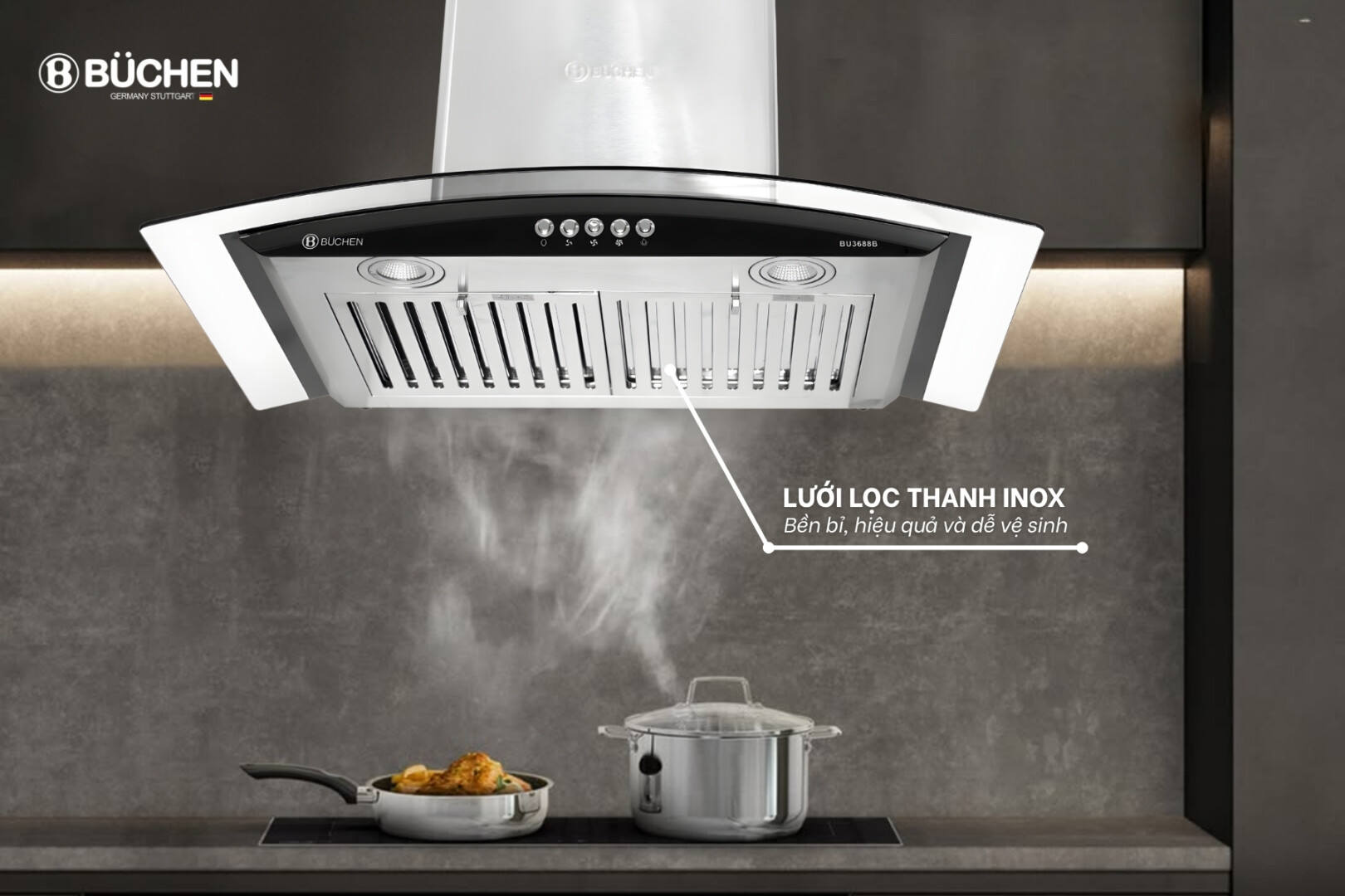 Máy hút mùi Buchen BU3688B
