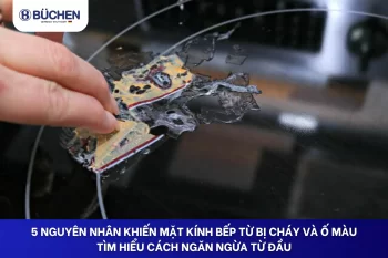 mặt kính bếp từ bị cháy và ố màu