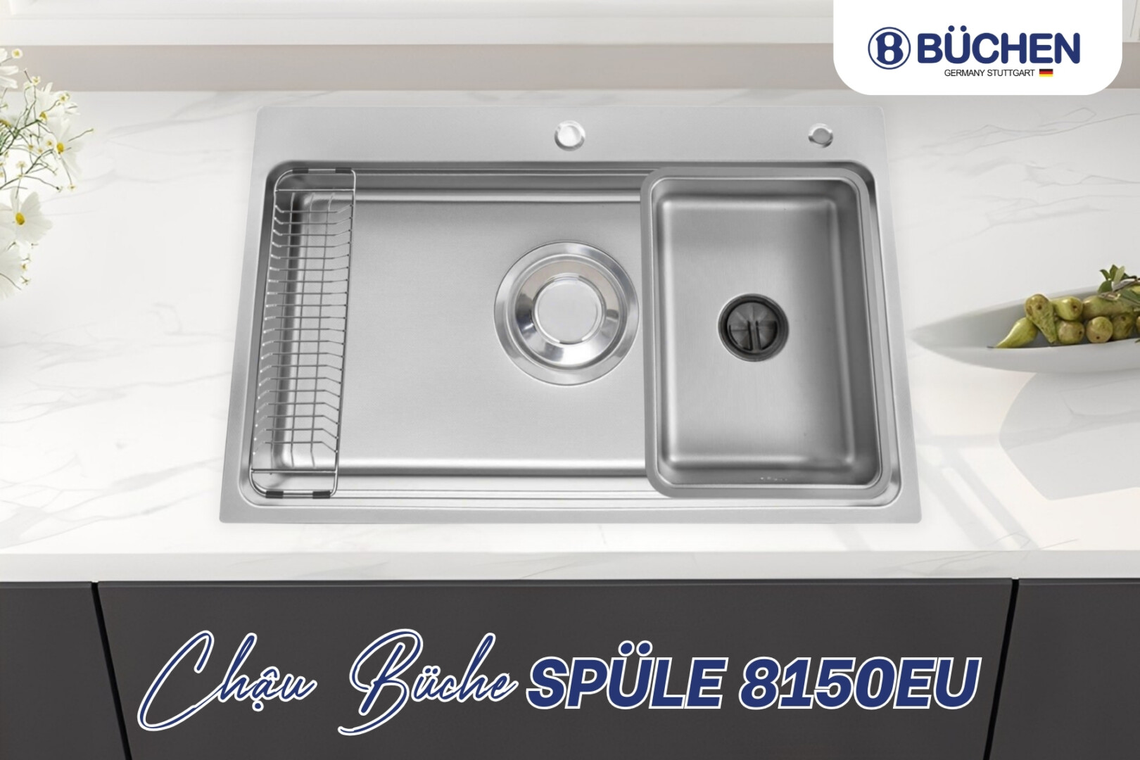 hướng dẫn lắp đặt chậu rửa bát Buchen