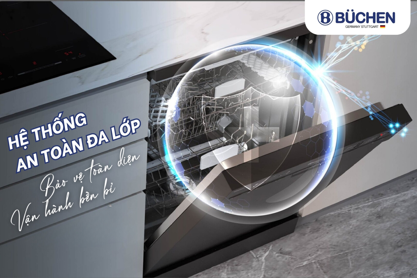 chức năng an toàn máy rửa bát Buchen