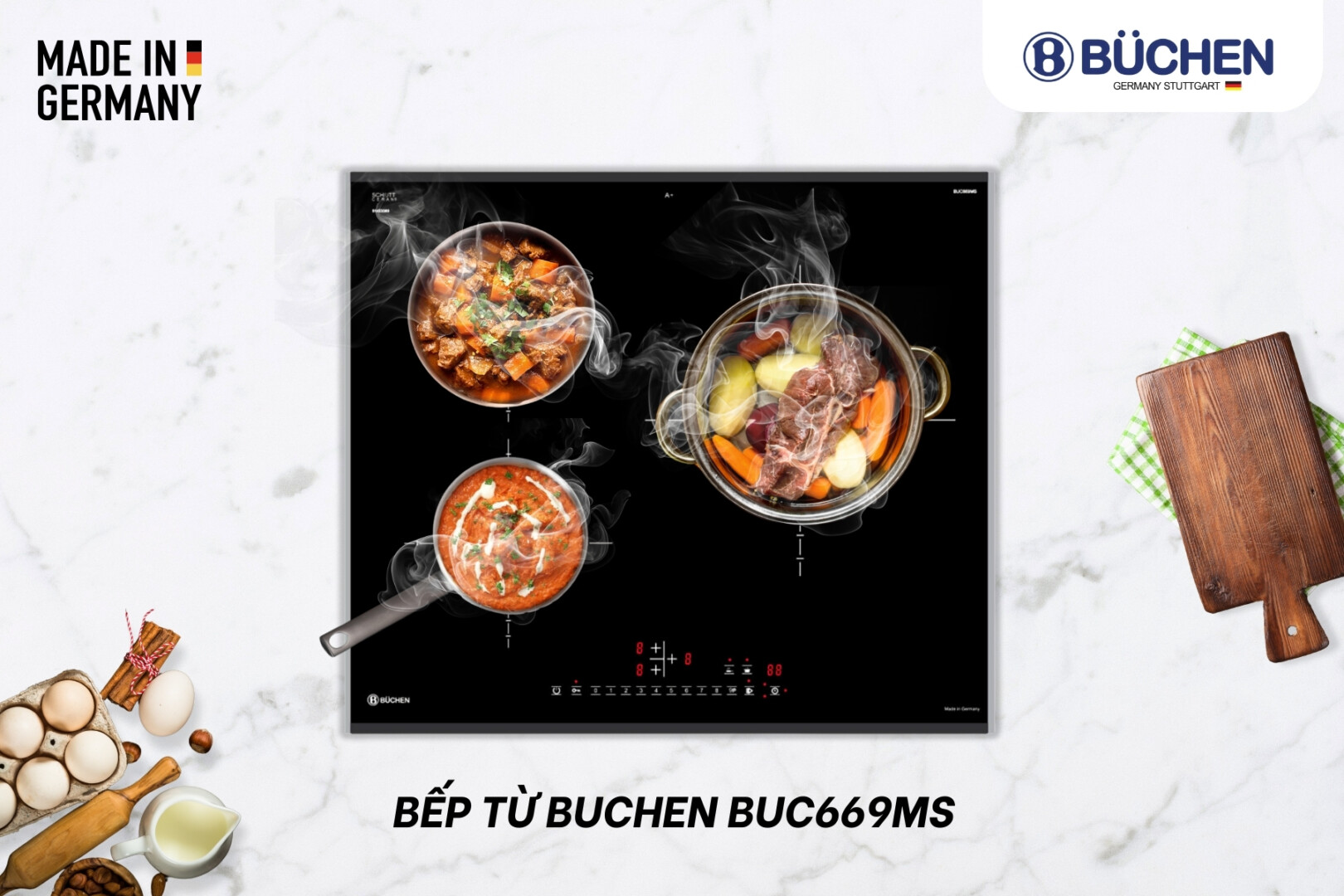 quạt lồng sóc trên bếp từ Đức
