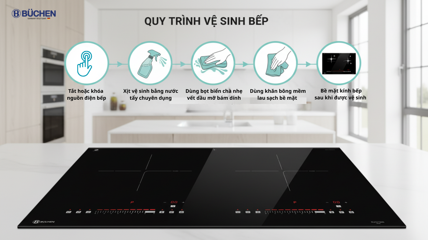 Bật Mí Cách Vệ Sinh Mặt Kính Bếp Từ Chuẩn Hãng Giúp Tăng Tuổi Thọ Gấp 2