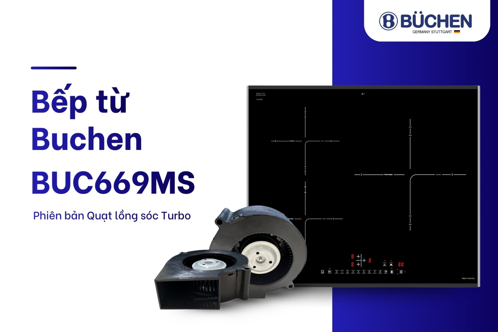 quạt lồng sóc trên bếp từ Đức