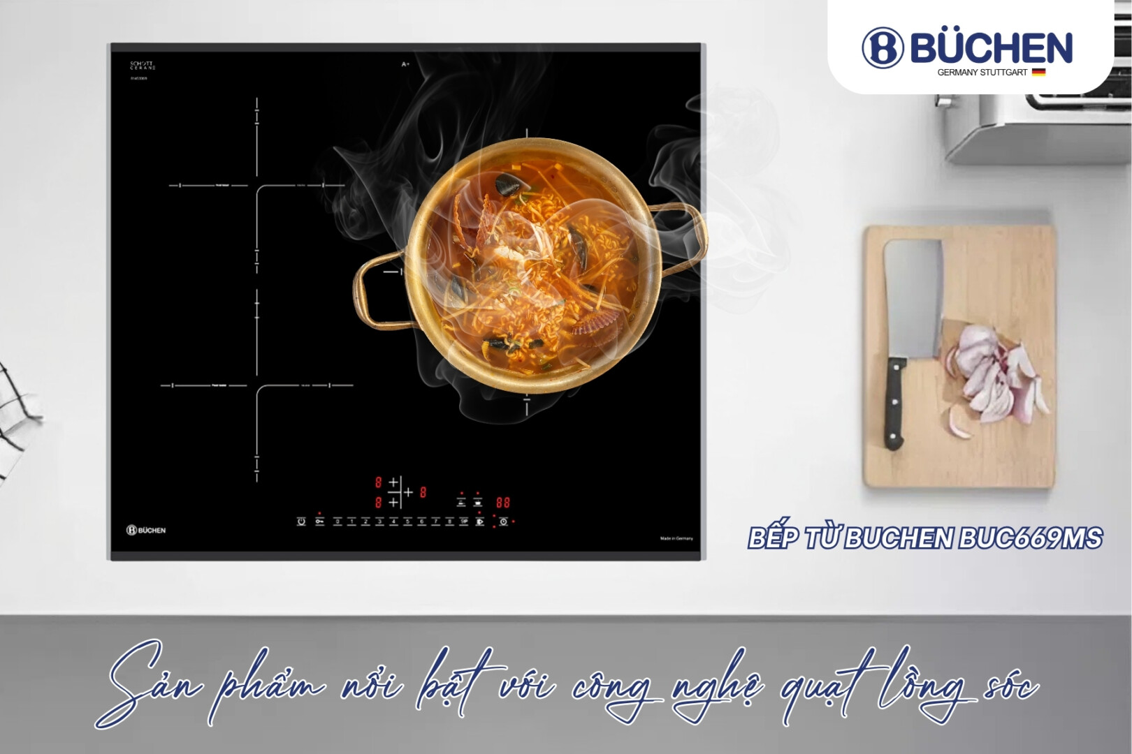 quạt lồng sóc trên bếp từ Đức