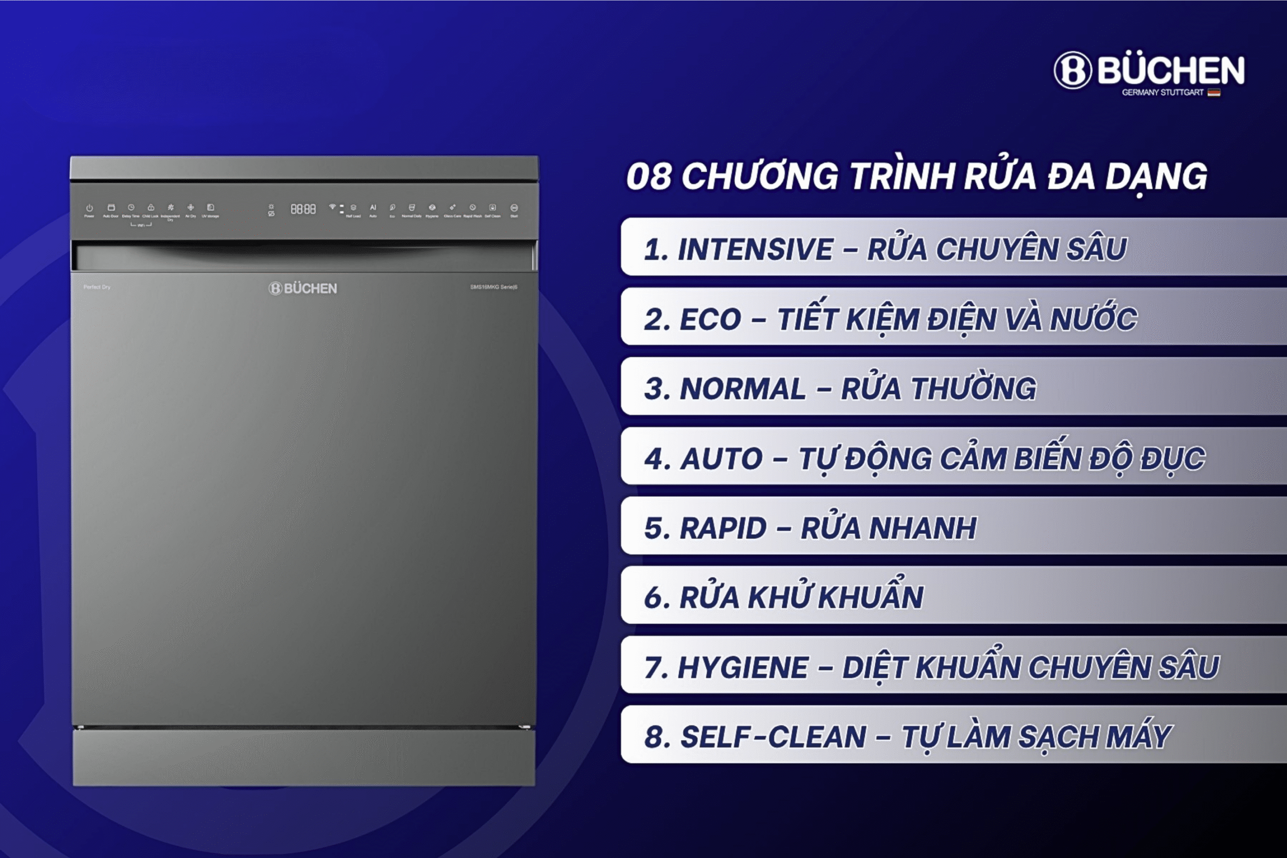 Máy rửa bát Buchen SMS16MKG Serie 6 (5)