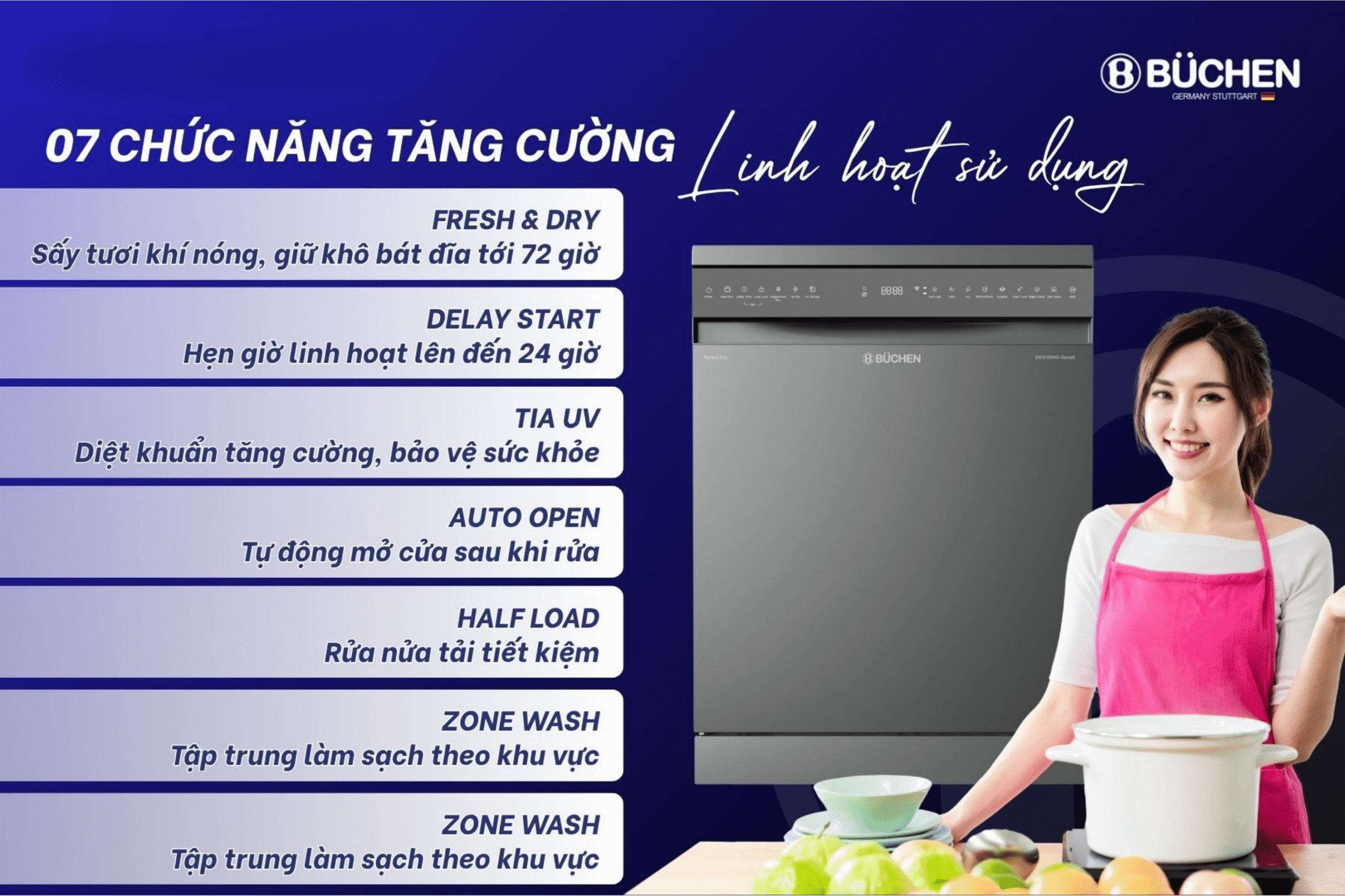 Máy rửa bát Buchen SMS16MKG Serie 6 (6)