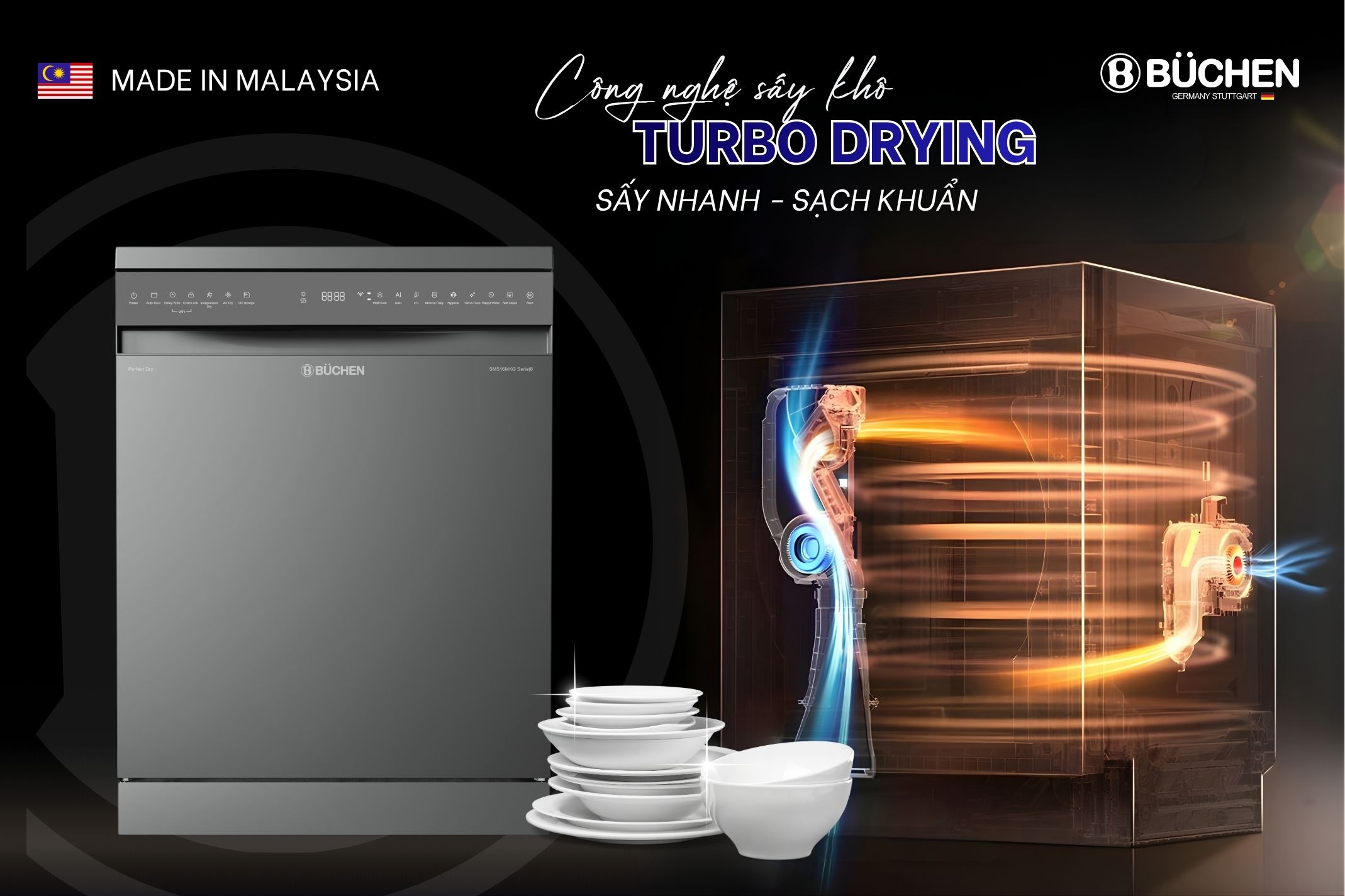 Máy rửa bát Buchen SMS16MKG Serie 6