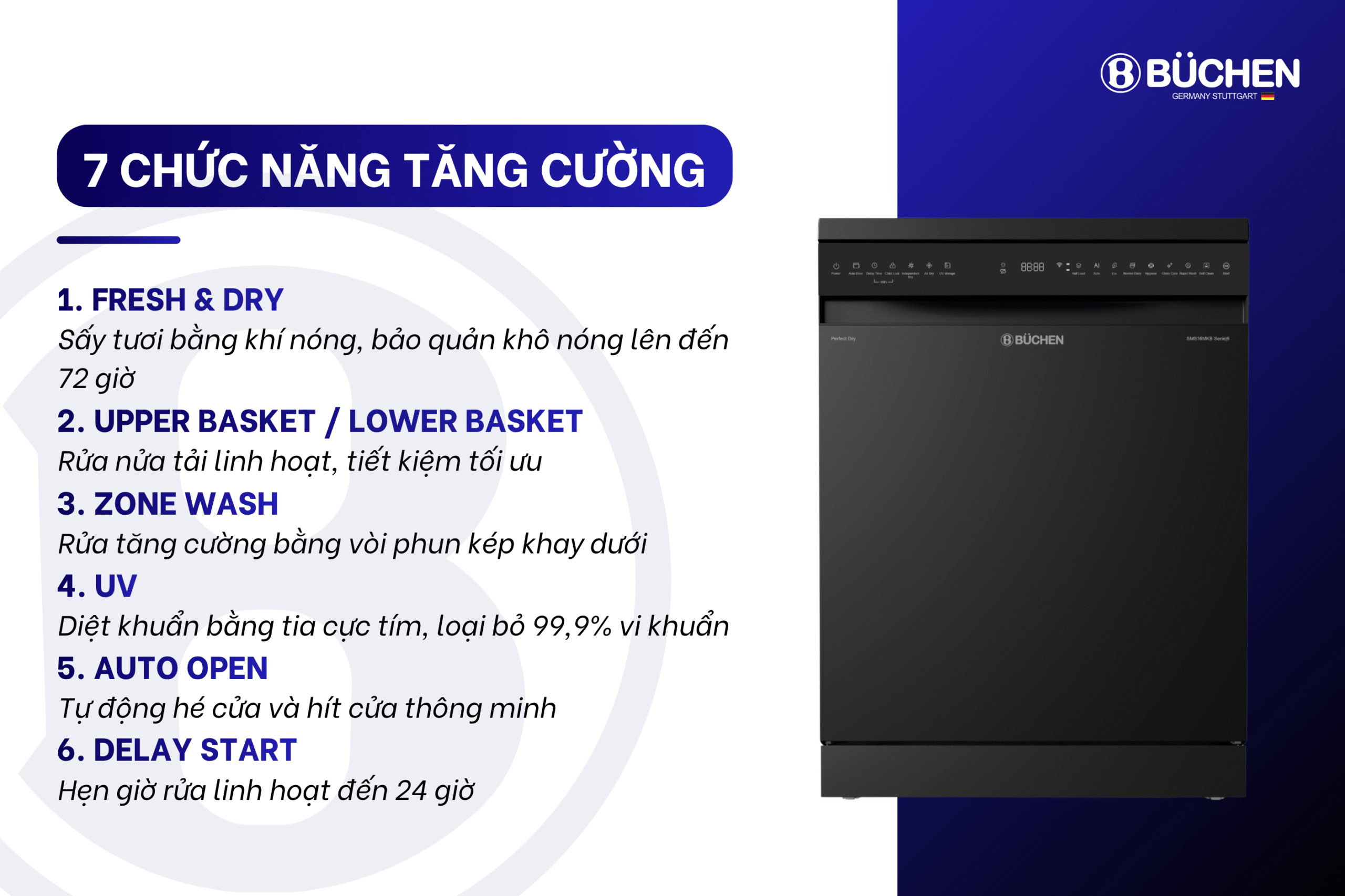 Máy rửa bát Buchen SMS16MKB Serie 6